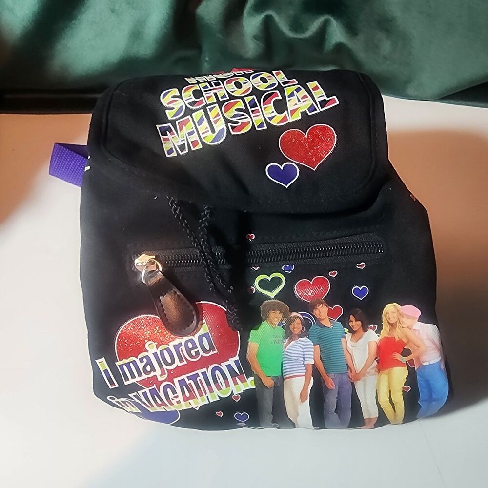 Disney High School Musical Small Kids Backpack Black I Majored Vacation Mini...